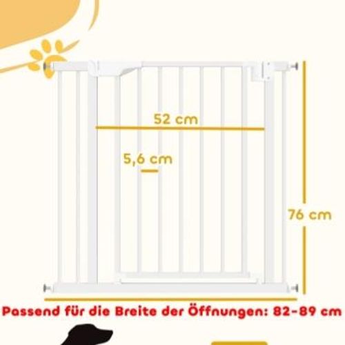 Barriere De Securite 76 A 89 X 76 Cm, Fermeture Automatique, Acier Carbone, Couleur Blanc