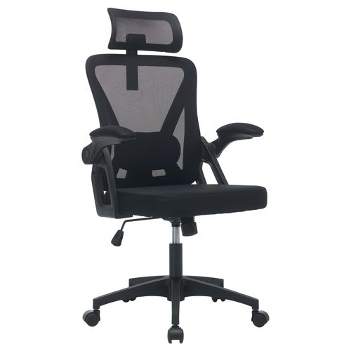 Chaise De Bureau Ergonomique 58x65x108/117,5 Cm, Dossier Respirant, Hauteur Réglable, Tissu, Noir