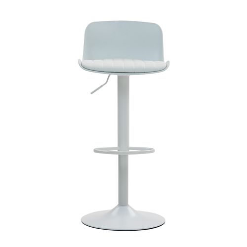 Lot De 2 Tabourets De Bar Réglables, Pivotants 360, Dossier Ergonomique, Métal, Blanc