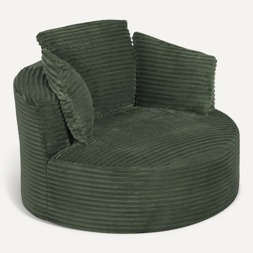 Fauteuil Compressé, Assise Profonde, Soutien Ergonomique, Ressorts Ensachés, Tissu Côtelé, Verte