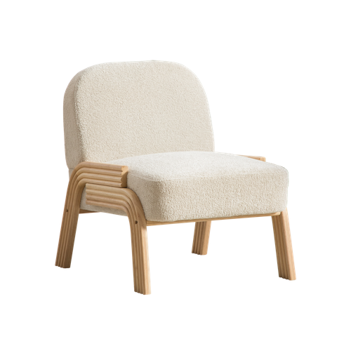 Chaise 73 X 62 X 77,5cm, Tissu Chenille, Design Simple, Pieds En Bois, Couleur Beige Et Bois