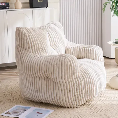 Fauteuil Fixe100x94x70 Cm, Assise En Mousse à Mémoire De Forme, Tissu Côtelé, Couleur Beige