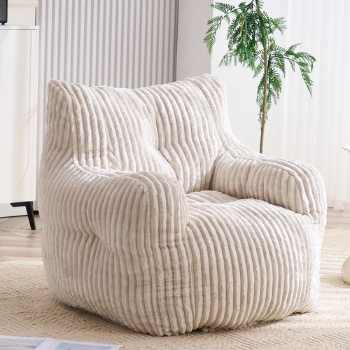 Fauteuil Fixe100x94x70 Cm, Assise En Mousse à Mémoire De Forme, Tissu Côtelé, Couleur Beige