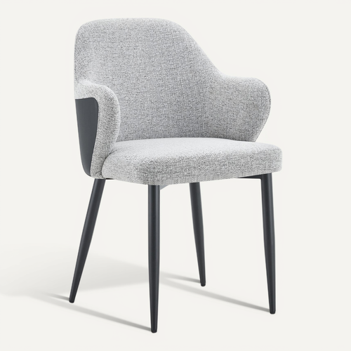 Lot De 2 Chaises De Salle à Manger, Dossier Enveloppant, Structure Stable, Tissu, Noir Et Gris