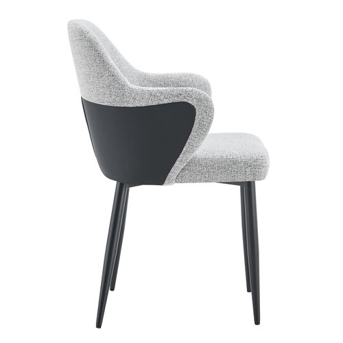 Lot De 2 Chaises De Salle à Manger, Dossier Enveloppant, Structure Stable, Tissu, Noir Et Gris