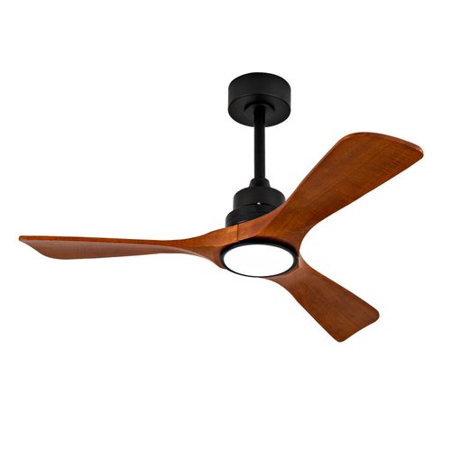 Ventilateur De Plafond 106,7 Cm, LED Et Double Commande, Métal Et Bois, Noir Et Marron