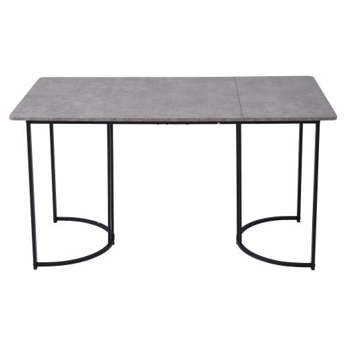 Ensemble Table Et Chaises, Table à Manger 140x80cm Avec Pieds Métal Et 4 Chaises En Velours Noir