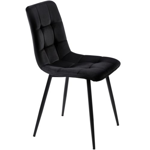 Ensemble Table Et Chaises, Table à Manger 140x80cm Avec Pieds Métal Et 4 Chaises En Velours Noir