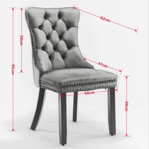 Lot De 2 Chaises De Salle à Manger, Dossier Haut Capitonné, Velours, Piètement Bois, Noir