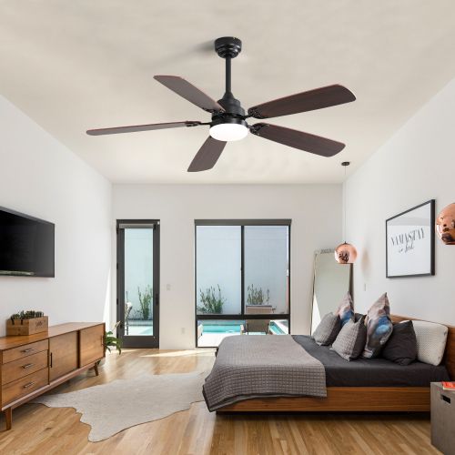 Ventilateur De Plafond 132 Cm Noir Avec LED 18w, Télécommande Et Moteur Dc