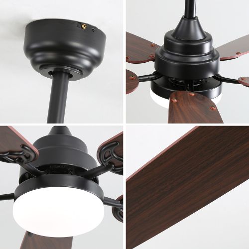 Ventilateur De Plafond 132 Cm Noir Avec LED 18w, Télécommande Et Moteur Dc