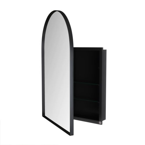 Armoire Miroir Murale Encastrable Arquée En Métal Noir