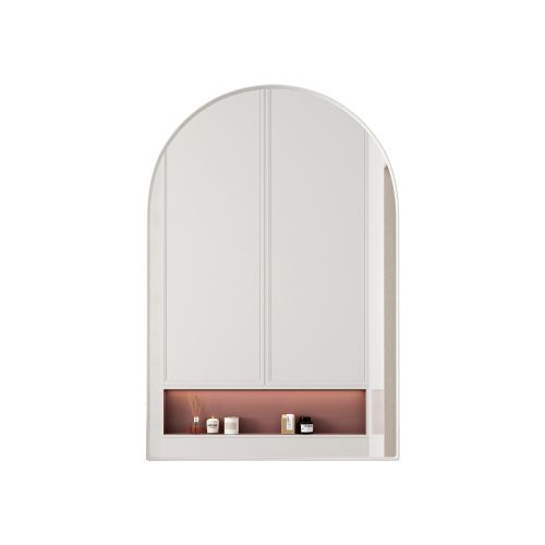Armoire Miroir Arquée En Métal Blanc Avec Étagères Réglables
