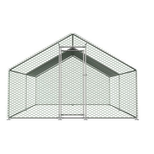 Enclos Poulailler Extérieur Métal 3x4x2 M Avec Bâche Pe Étanche Et Serrure, Argent