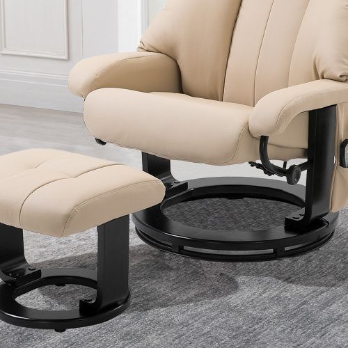 Fauteuil Relax Massant Avec Repose-pieds, Dossier Inclinable Et Rotation 360°, Blanc Crème