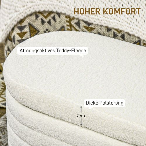 Banc De Rangement, Assise Rembourrée En Polyester Crème, Pieds Protecteurs