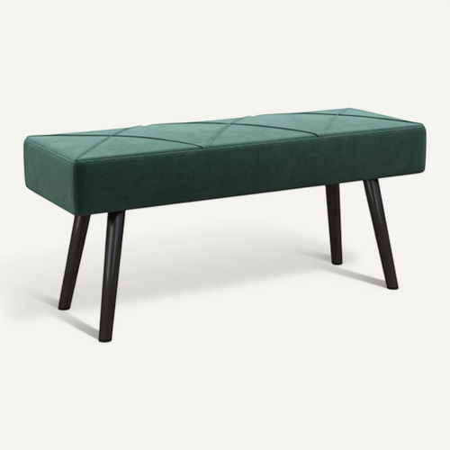 Banc Avec Assise Rembourrée En Velours, Pieds En Acier, Vert, 100 X 36 X 45 Cm