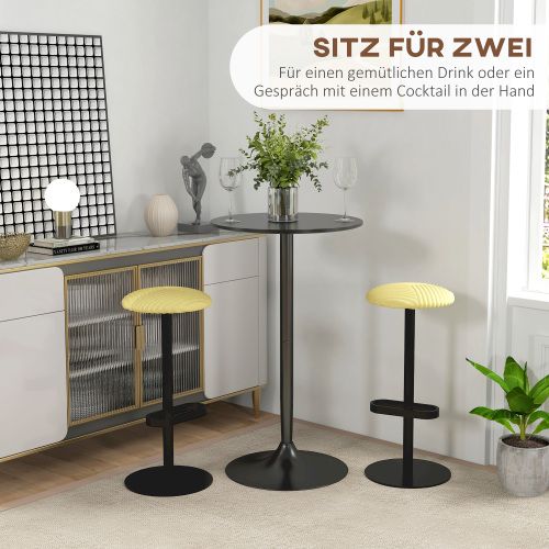Table Haute De Bar Ronde 60 X 102 Cm, Noir, Plateau En Mdf Et Acier