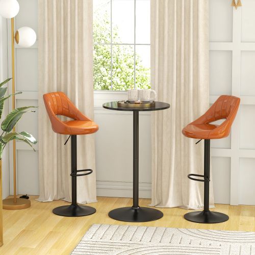 Table Haute De Bar Ronde 60 X 102 Cm, Noir, Plateau En Mdf Et Acier