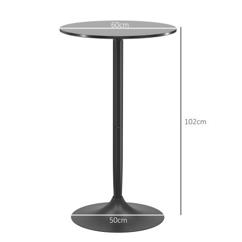 Table Haute De Bar Ronde 60 X 102 Cm, Noir, Plateau En Mdf Et Acier
