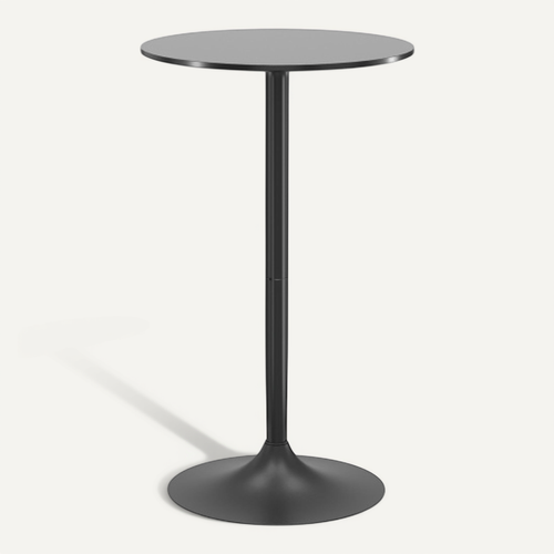 Table Haute De Bar Ronde 60 X 102 Cm, Noir, Plateau En Mdf Et Acier