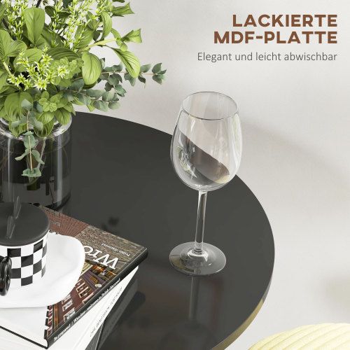 Table Haute De Bar Ronde 60 X 102 Cm, Noir, Plateau En Mdf Et Acier