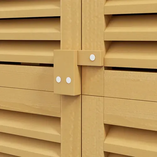 Armoire De Jardin En Bois Jaune 87x46,5x160 Cm, 2 Portes à Lames, Toit Bitumé, 2 Étagères