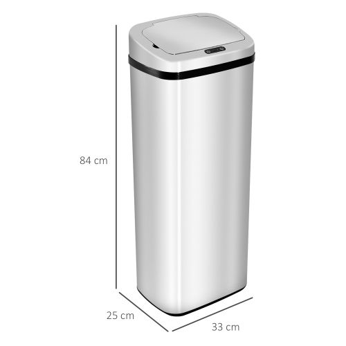 Poubelle Automatique 67 L Avec Capteur, En Acier Inoxydable, Argent