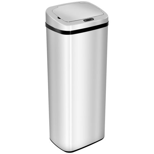 Poubelle Automatique 67 L Avec Capteur, En Acier Inoxydable, Argent