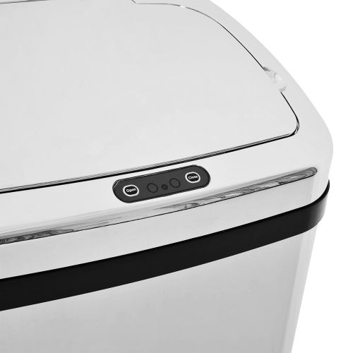 Poubelle Automatique 67 L Avec Capteur, En Acier Inoxydable, Argent