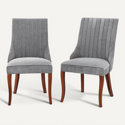 Lot De 2 Chaises De Salle à Manger, Dossier Haut Rembourré, Pieds En Bois, Gris