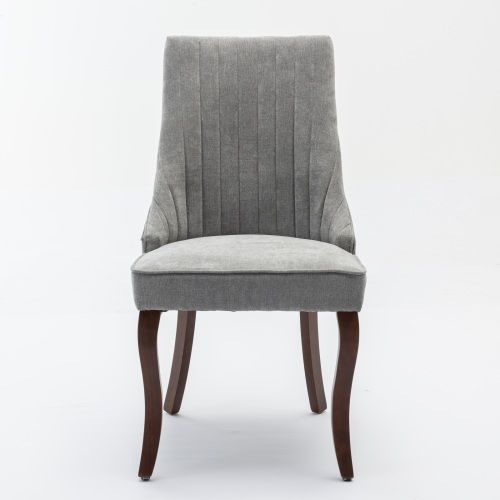 Lot De 2 Chaises De Salle à Manger, Dossier Haut Rembourré, Pieds En Bois, Gris