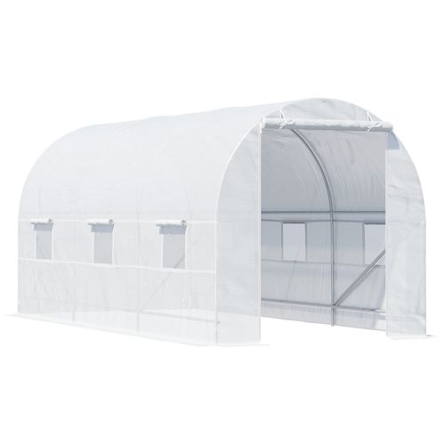 Serre De Jardin 445x200x200 Cm Avec Housse Pe Anti-uv, 6 Fenêtres + Porte Enroulable