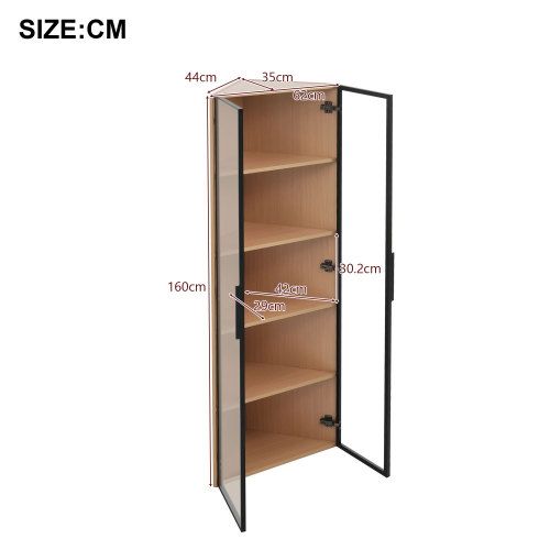 Vitrine D’angle Finition Chêne, Éclairage LED Intégré