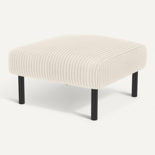 Pouf Repose-pieds En Velours Côtelé, Structure Métal, Rembourrage Épais, Beige