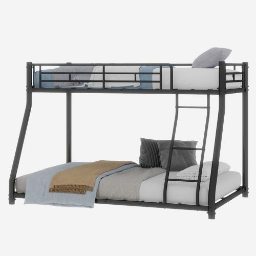 Lit Superposé 90x190 Cm Et 140x190 Cm Avec Échelle, En Métal, Noir