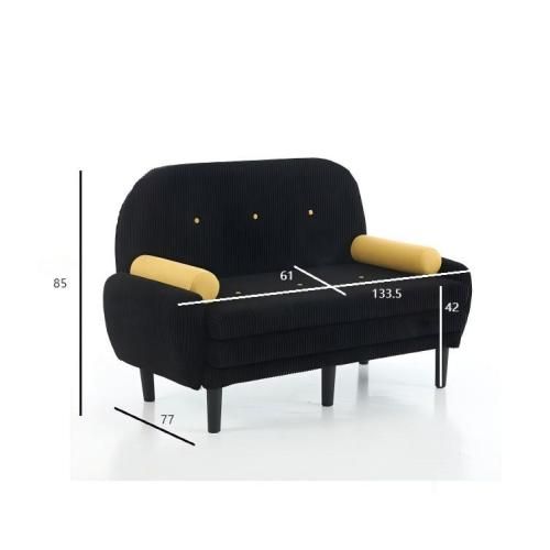 Canapé Convertible 2 Places, Dossier Réglable, Coussins Inclus, Noir