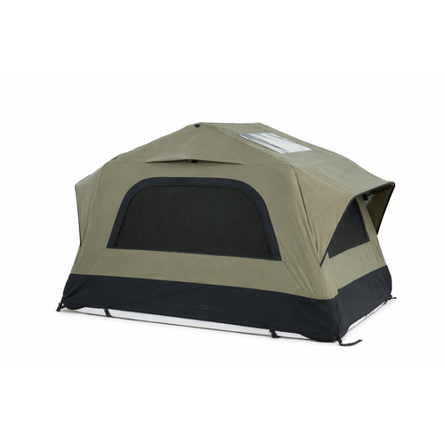 Tente De Toit Gonflable 1-3 Pers, Avec Pompe, Matelas 15 Cm Et Échelle - Noir/vert
