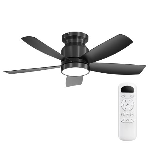Ventilateur De Plafond LED 42'' Noir Avec Télécommande, Moteur Dc Réversible