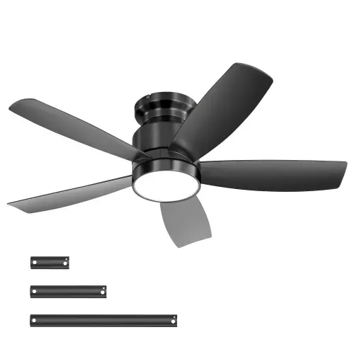 Ventilateur De Plafond LED 42'' Noir Avec Télécommande, Moteur Dc Réversible