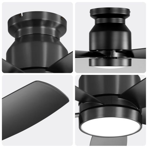 Ventilateur De Plafond LED 42'' Noir Avec Télécommande, Moteur Dc Réversible