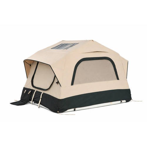 Tente De Toit Gonflable 1-3 Pers, Avec Pompe, Matelas Et Échelle Télescopique, Noir Et Crème