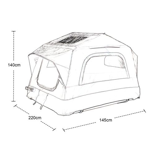 Tente De Toit Gonflable 1-3 Pers, Avec Pompe, Matelas Et Échelle Télescopique, Noir Et Crème