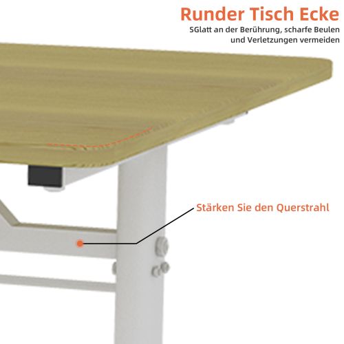 Bureau Réglable En Hauteur à Manivelle, Structure Double Colonne, Finition Bois