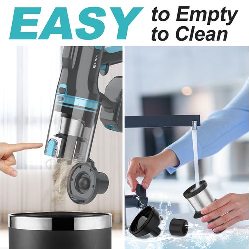 Aspirateur Balai Avec Fonction 2 En 1, Moteur 300 W, Batterie 4000 Mah, En Abs Et PC, Bleu Gris