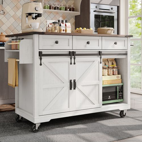 Desserte De Cuisine à 5 Roulettes Avec Tiroirs Et Porte-serviettes, En Mdf, Beige