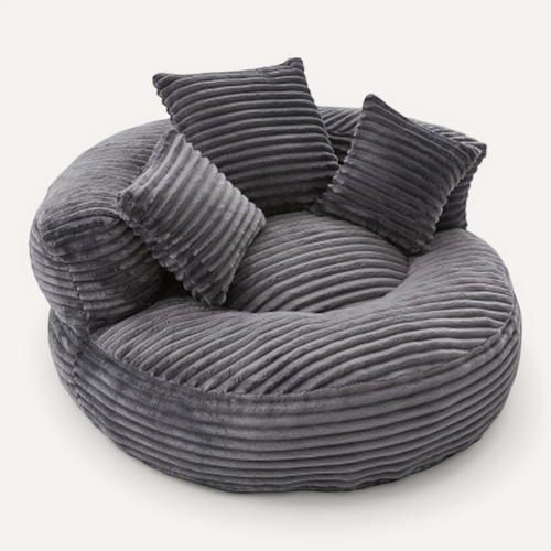 Fauteuil Pouf En Velours Côtelé Dossier Haut Avec Accoudoirs Pour Adultes Et Enfants