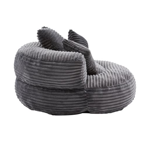 Fauteuil Pouf En Velours Côtelé Dossier Haut Avec Accoudoirs Pour Adultes Et Enfants