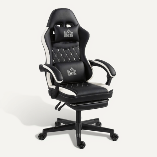 Chaise Gamer, Fauteuil Gamer Avec Repose-pieds, Dossier Inclinable, Réglable En Hauteur, Noir