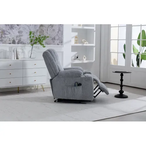 Fauteuils Releveurs Électriques, Velours, Motorisés, Gris Clair